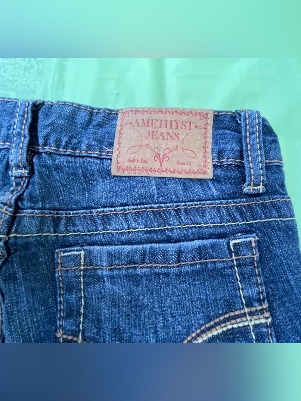 LOW RISE Y2K AMETHYST VINTAGE  BLUE JEANS NEW WITH TAGS SIZE 0 JUNIORS - Picture 5 of 14